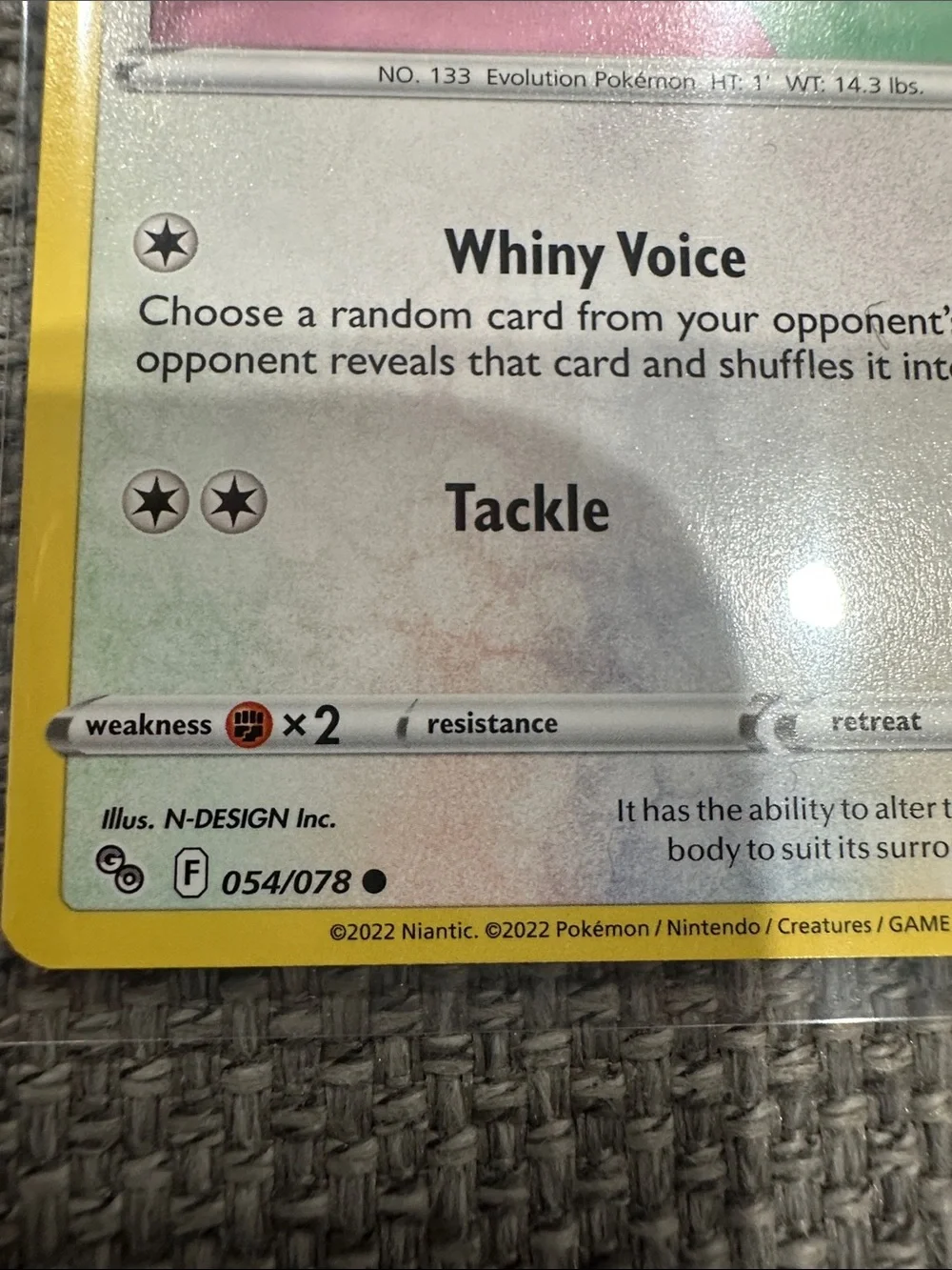 Pokemon Eevee Trading Card Yellow Border